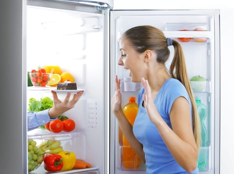 Young woman is happy to stops his diet