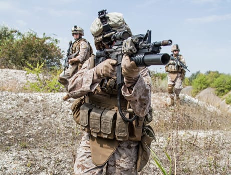 US marines in the mountains during the military operation