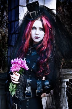 Young goth girl with a red hair