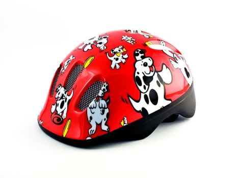 an isolated image of childrens` bike helmet