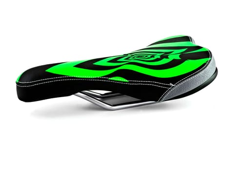 an isolated image of the striped bike saddle