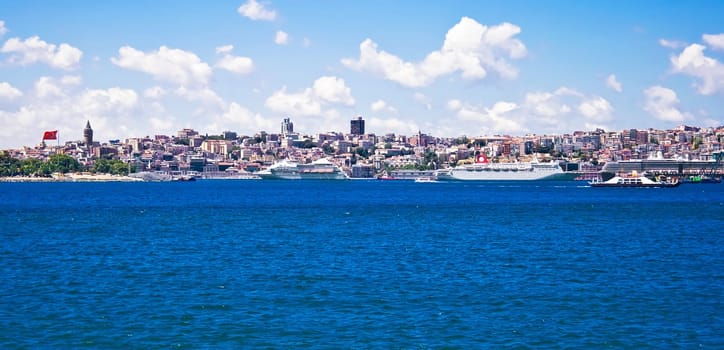 The port of Istanbul and Galata tower, Turkey