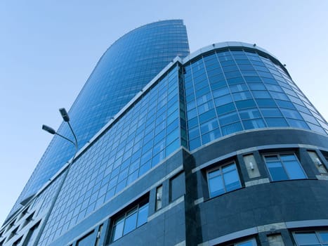 high modern building of glass and concrete