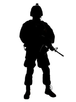 Silhouette of US soldier with rifle