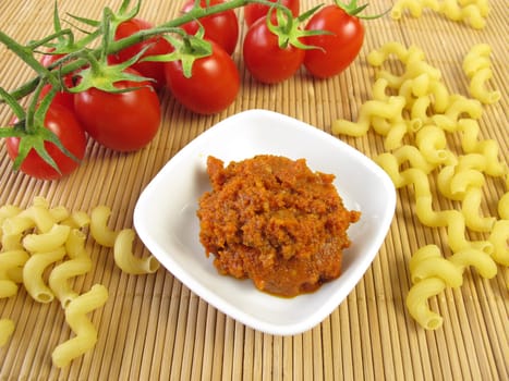 Noodles and red pesto