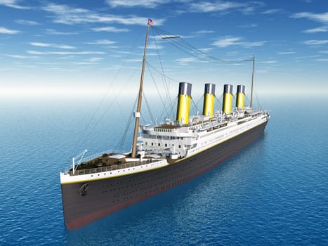 Computer-generated 3D illustration with an ocean liner