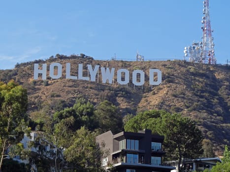 the world famous landmark hollywood sign in Los Angeles, created as an advertissement in 1923