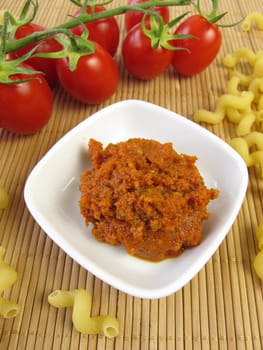 Noodles and red pesto