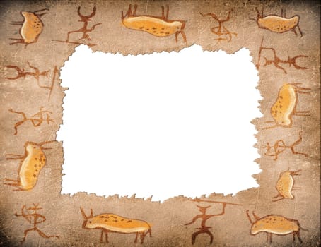 prehistoric painting frame with copyspace