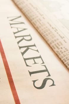 headline of a paper showing the financial markets