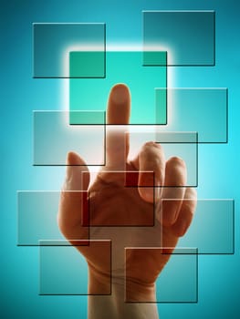 hand working with tuoch screen interface