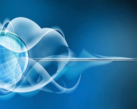 blue abstract background with crystal sphere