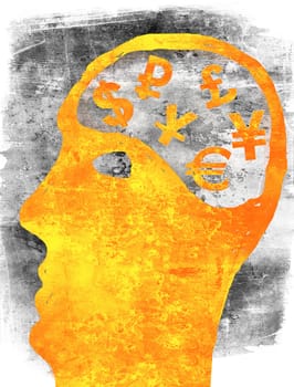 man thinking about economy illustration