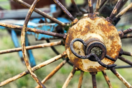 Wheel of an old hay turner
