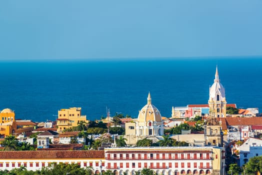 Historic center of Cartagena with several important churches visible