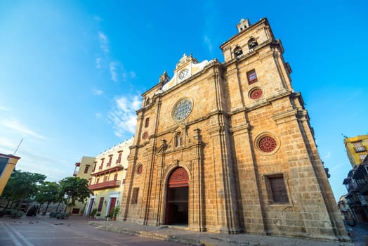 Historic San Pedro Claver church in the center of Cartagena, Colombia