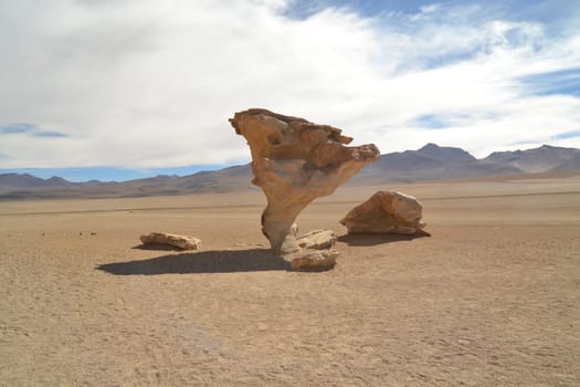 Stone tree rock formation -in the Bolivian desert - Arbol de piedra, Bolivia