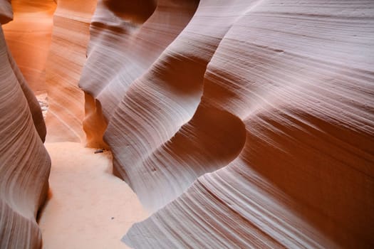 Antelope Canyon red sandstone wall abstract pattern. Page, Arizona. Lake Powell Navajo Tribal Park.