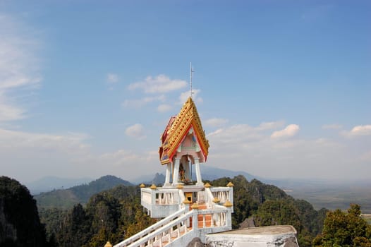 View from Buddhist mountain peak Tiger Temple (Wat Tham Sua) - South Thailand, Krabi