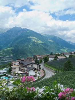 Scenna,Italy/South Tyrol,June 23. 2013.Main road through the town of Scena