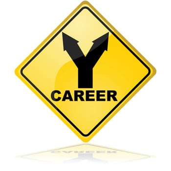 Traffic sign showing a fork with two options for a career path