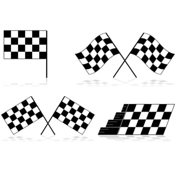 Icons showing a race checkered flag in different angles and arrangements