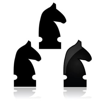 Icon showing a knight from a chess match, in different styles