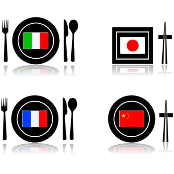 Icons for international food and restaurants