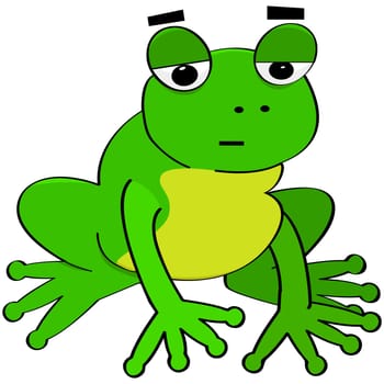 Cartoon illustration showing a frog that looks bored