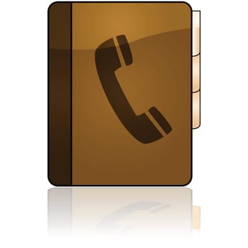Glossy illustration of a leather bound phonebook