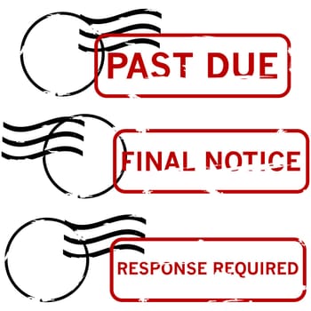 Postal stamps showing different urgent priority messages