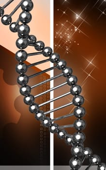 Digital illustration DNA structure in colour background