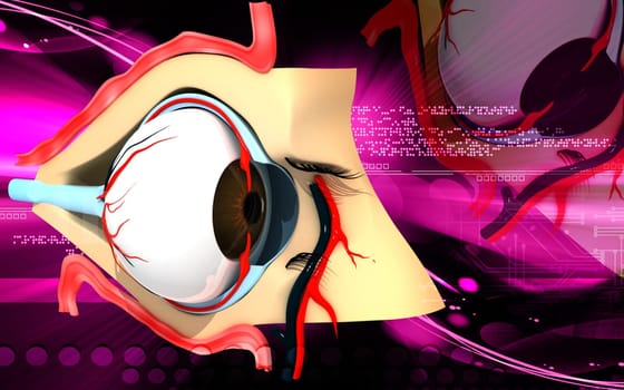 Digital illustration of eye in colour background