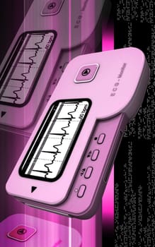Digital illustration of ECG in colour background