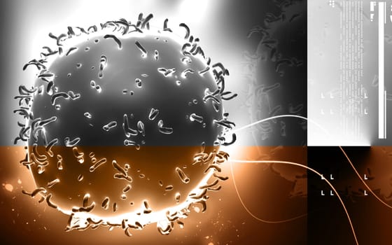 Digital illustration of Monocyte Virus in colour background