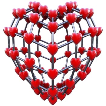 Love concept molecule made in 3d with clipping path