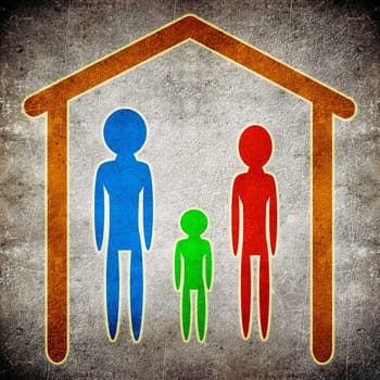 family and  home concept digital illustration