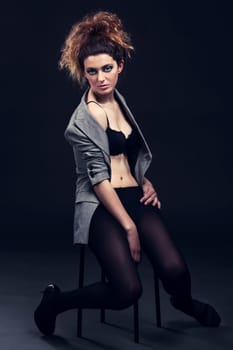 Sexy and beautiful fashion woman posing in lingerie