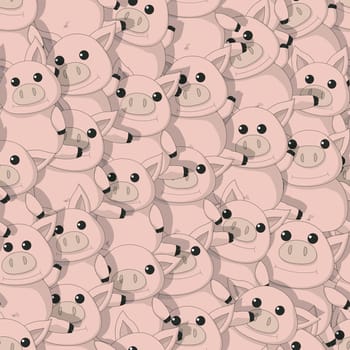 Seamless pattern design with funny pigs