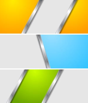 Abstract bright metallic vector banners
