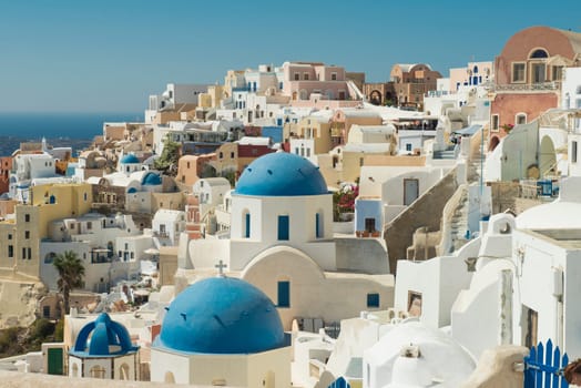 View on Oia in Santorini island, Greece.