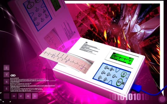 Digital illustration of ECG in colour background