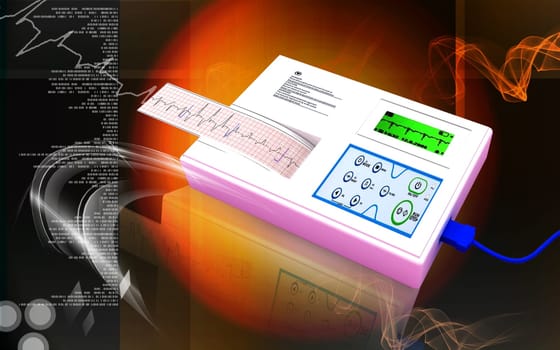Digital illustration of ECG in colour background