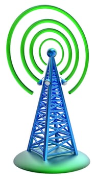 Powerful digital transmitter for TV, mobile and multimedia broadcast sends information signals from high tower