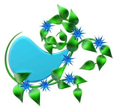 abstract green branch with leafs and flowers as decoration for frames