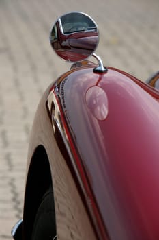 Exterior mirrors of a classic car