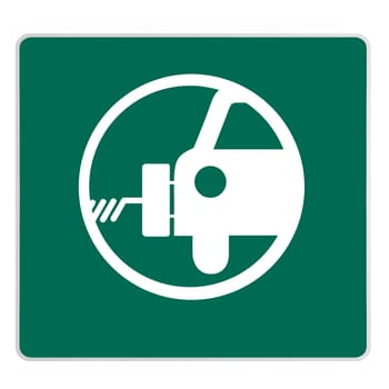 road sign - electric car, white on green