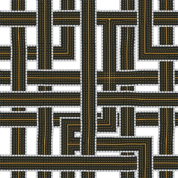 Seamless road pattern, cartoon drawing