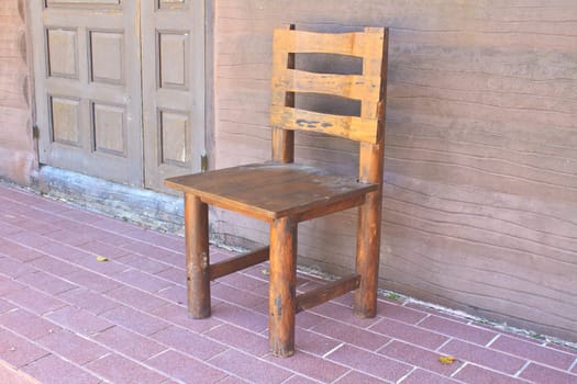 wooden chair standing on the terrace