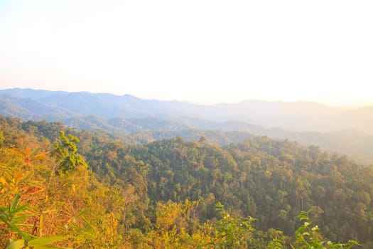 Sunset on mountain background, Thailand
